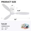 52 Inch Indoor Wooden Ceiling Fan With 3 Solid Wood Blades Remote Control Reversible DC Motor Without Light