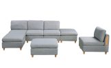 Living Room Furniture Armless Chair Light Grey Dorris Fabric 1pc Cushion Armless Chair Wooden Legs