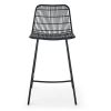 Set of 2, Natural Rattan Indoor Counter Chair , Black Finish Steel legs,Black (17.5"x20"x34")