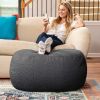 Jaxx Ellis Ottoman Shearling Faux-Lamb Plush Pouf for Modern Interior Design, Oval, Black