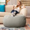 Jaxx Ellis Ottoman Shearling Faux-Lamb Plush Pouf for Modern Interior Design, Oval, Smoke