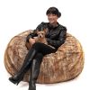 Jaxx Saxx 4 Ft Plush Round Bean Bag - Premium Luxe Faux Fur, Red Fox