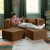 Jaxx Zipline Convertible Sleeper Loveseat & Ottomans, Textured Microvelvet - Toffee