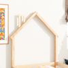 Twin Size Wood bed with House-shaped Headboard Floor bed with Fences,Natural