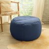 Jaxx Ellis Ottoman Shearling Faux-Lamb Plush Pouf for Modern Interior Design, Large, Indigo