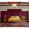 Jaxx Panelist Modern Padded Headboard – Set of 4 Wall Mounted Panels (Each 11.25" x 38") - King, Vino Red Microvelvet