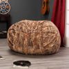 Jaxx Saxx 4 Ft Plush Round Bean Bag - Premium Luxe Faux Fur, Red Fox