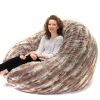 Jaxx 6 Foot Cocoon - Large Bean Bag Chair for Adults, Premium Luxe Faux Fur - Mountain Fox