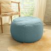 Jaxx Ellis Ottoman Shearling Faux-Lamb Plush Pouf for Modern Interior Design, Large, Mineral Green