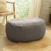 Jaxx Ellis Ottoman Shearling Faux-Lamb Plush Pouf for Modern Interior Design, Oval, Smoke