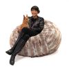 Jaxx Saxx 4 Ft Plush Round Bean Bag - Premium Luxe Faux Fur, Mountain Fox