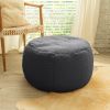 Jaxx Ellis Ottoman Shearling Faux-Lamb Plush Pouf for Modern Interior Design, Large, Black