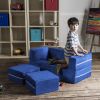 Jaxx Zipline Modular Kids Loveseat & Ottomans, Blueberry