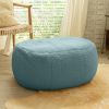 Jaxx Ellis Ottoman Shearling Faux-Lamb Plush Pouf for Modern Interior Design, Oval, Mineral Green