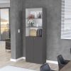 Bookcase Dual-Door Benzoni, Office, Matt Gray / White