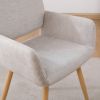 Fabric Upholstered Side Dining Chair with Metal Leg(Beige fabric+Beech Wooden Printing Leg),KD backrest