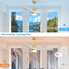 Indoor 52 Inch Ceiling Fan With Dimmable Led Light 6 Speed Remote Gold 3 Wood Blade Reversible DC Motor For Living Room