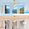 Indoor 52 Inch Ceiling Fan With Dimmable Led Light 6 Speed Remote Gold 3 Wood Blade Reversible DC Motor For Living Room