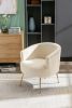 Velvet Armchair Accent Tub Barrel Chair With Gold Metal Legs,Beige
