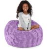 Jaxx Saxx 3 Foot Bean Bag Chair - Faux Fur - Fun Colors, Bellflower Purple