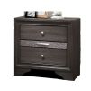 Contemporary 1pc Nightstand Gray Finish Silver Accents Hidden Jewelry Drawer Nickel Round Knob Bedside Table Bedroom Furniture