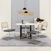 Set of 4, Leather Dining Chair with High-Density Sponge, Rattan Chair for Dining room, Living room, Bedroom, Gray