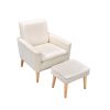cream white velvet armchair with ottoman