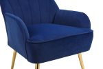 Modern Mid Century Chair velvet Sherpa Armchair for Living Room Bedroom Office Easy Assemble(NAVY)