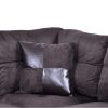 Dark Brown Flannel And PVC 3-Piece Couch Living Room Sofa Set A