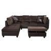 Brown Lint And PVC 3-Piece Couch Living Room Sofa Set A