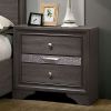 Contemporary 1pc Nightstand Gray Finish Silver Accents Hidden Jewelry Drawer Nickel Round Knob Bedside Table Bedroom Furniture