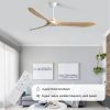 60 Inch Indoor Modern Ceiling Fan With 3 Color Dimmable 6 Speed Remote Control 3 Solid Wood Blade For Living Room