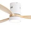 Low Profile Ceiling Fan DC 3 Solid Wood Fan Blade Noiseless Reversible Motor Remote Control With Light