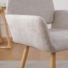 Fabric Upholstered Side Dining Chair with Metal Leg(Beige fabric+Beech Wooden Printing Leg),KD backrest