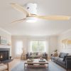 Low Profile Ceiling Fan DC 3 Solid Wood Fan Blade Noiseless Reversible Motor Remote Control With Light