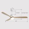 Modern Ceiling Fan with Remote Control,3 Mahogany Solid Wood Blades,60 Inches Suitable for Indoor and Outdoor