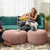 Jaxx Ellis Ottoman Shearling Faux-Lamb Plush Pouf for Modern Interior Design, Small, Pink