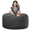 Jaxx Saxx 4 Foot Round Bean Bag w/ Removable Cover, Black