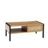 40.16" Rattan Coffee table, sliding door for storage, metal legs, Modern table for living room , natural