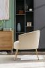 Velvet Armchair Accent Tub Barrel Chair With Gold Metal Legs,Beige