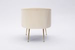 Velvet Armchair Accent Tub Barrel Chair With Gold Metal Legs,Beige