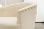 Velvet Armchair Accent Tub Barrel Chair With Gold Metal Legs,Beige