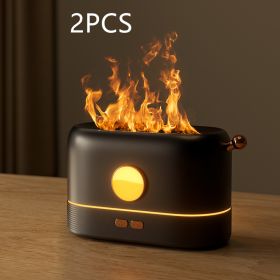 Simulation Flame Usb Humidifier Home Desktop Fragrance Diffuser (Option: Black 2PCS-USB)