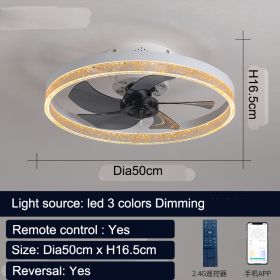 Remote Control Nordic Ceiling Fan Lamp Restaurant 110V (Option: White50cm-220V)