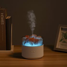 Cool-Mist Impeller Air Humidifier Crystal Salt Aroma Diffuser Incense Machine Fogger Essential Oil Lamp Difusor Ambient Light (Option: White-USB)