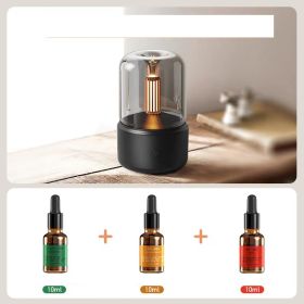 Creative Simulation Candle Light Aroma Diffuser Home (Option: Black with 3essential oils-USB)