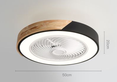 Rotating Air Guide Electric Hanging Fan Lamp (Option: Black circle-220V infinity)