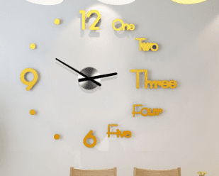 3D Wall Sticker Clock (Option: BigMac Gold)