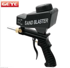 Portable gravity sandblasting gun pneumatic sandblasting set small rust sandblasting device sand blasting machine (Color: Black)