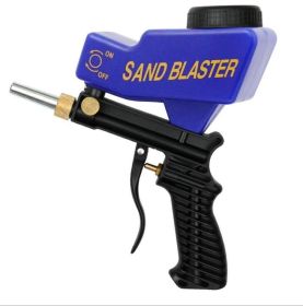 Portable gravity sandblasting gun pneumatic sandblasting set small rust sandblasting device sand blasting machine (Color: Blue)